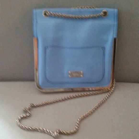 Studio F powder blue crossbody bag with gold hardware EUC - Picture 2 of 7